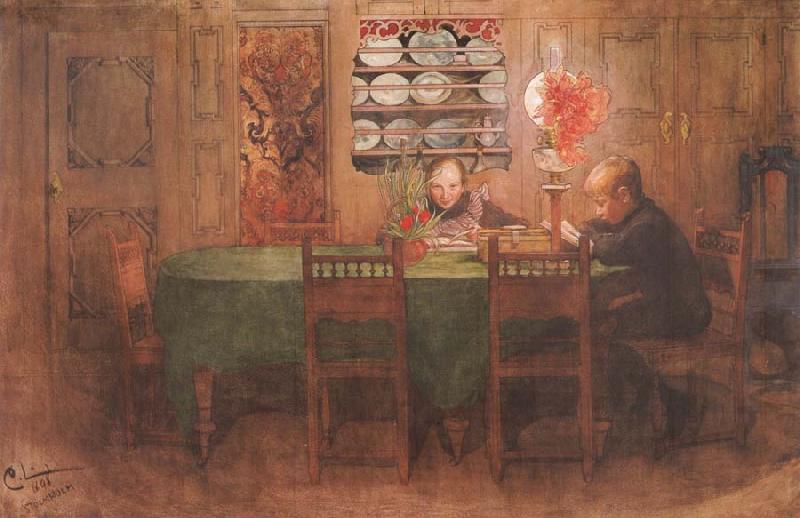 Carl Larsson Homework oil painting image